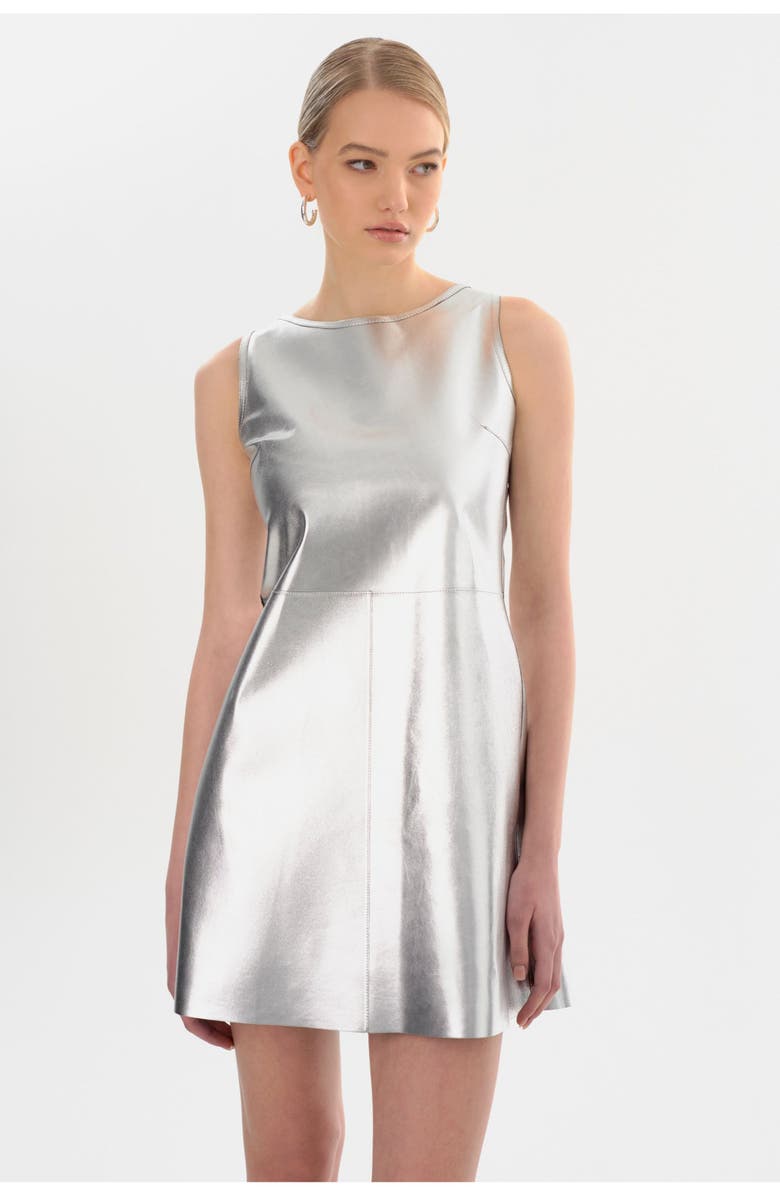 LAMARQUE LOZANA | Reversible Leather Dress, Alternate, color, Black/Silver