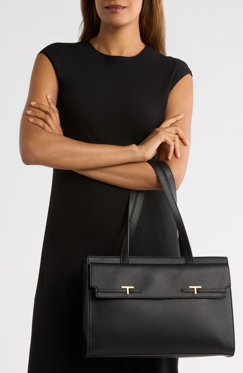 T Tahari Zip Top Work Tote, Alternate, color, Black