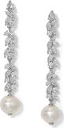 Nadri Savannah Cubic Zirconia & Pearl Linear Drop Earrings