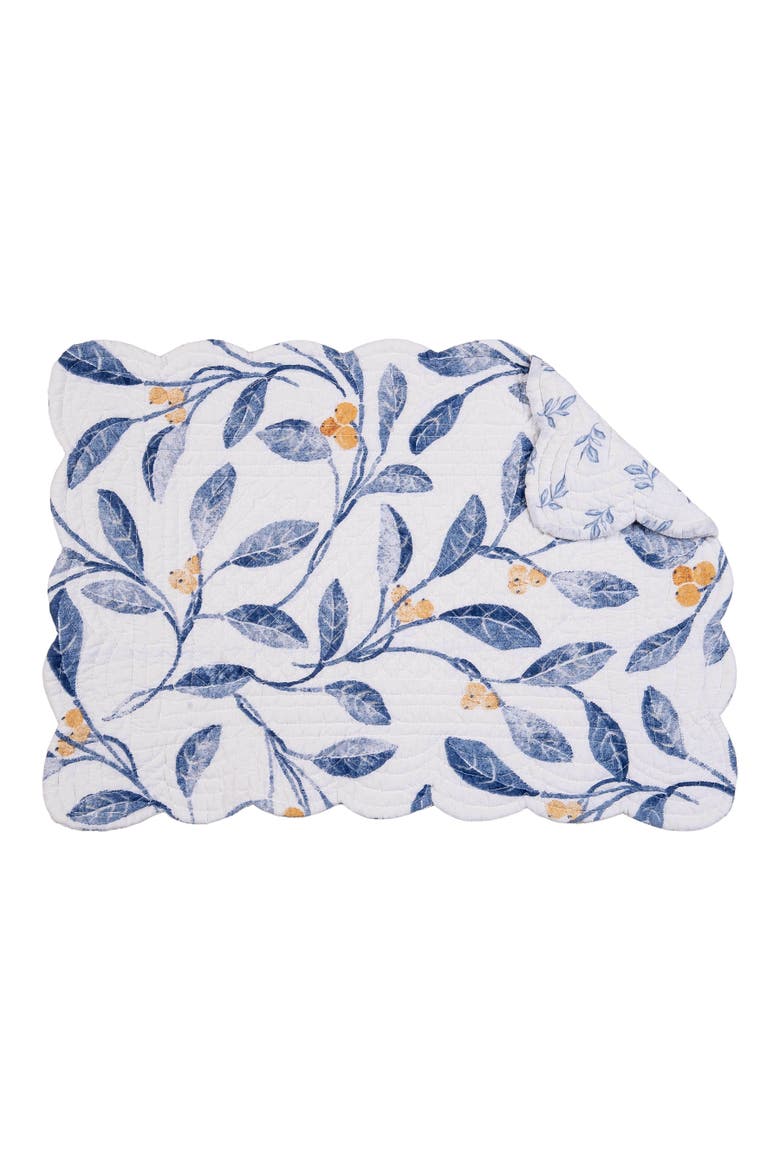 Laurelwood 100% Cotton Quilted Set of 6 Placemats 13" x 19", Alternate, color, Blue