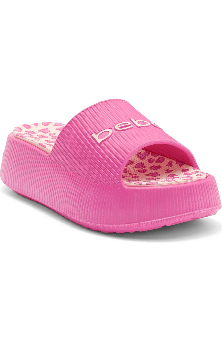 bebe Kids' Logo Accent Platform Slide Sandal, Main, color,