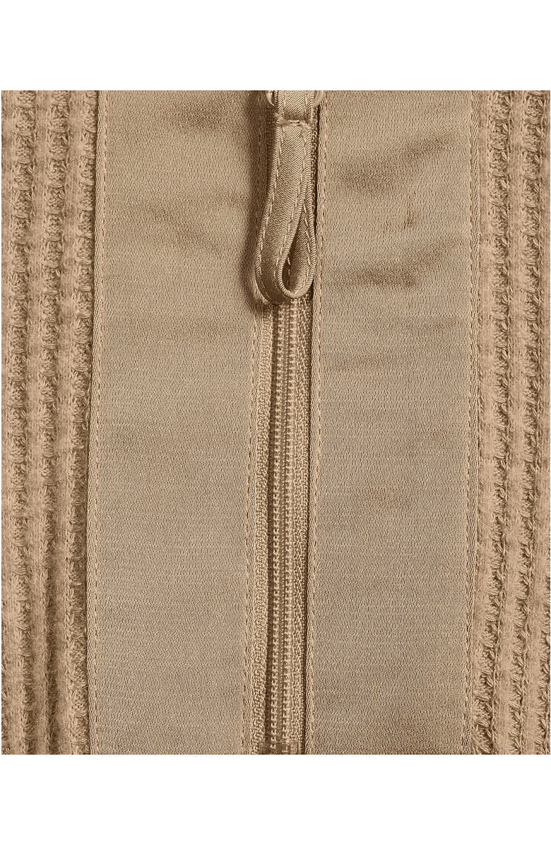 Lands' End Long Sleeve Waffle Quarter Zip Pullover, Alternate, color, Light Toffee Heather