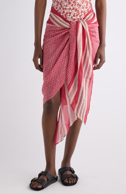 Lucilia Geo Stripe Cotton & Silk Pareo