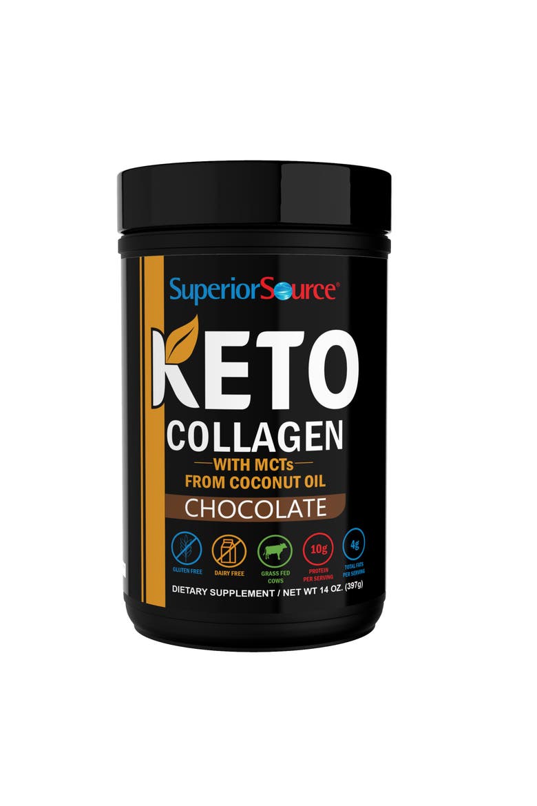 Keto Collagen Chocolate Protein Powder, Main, color, Brown