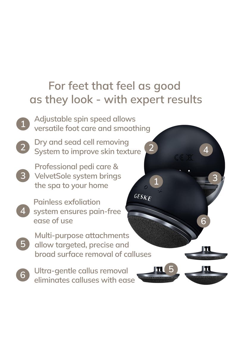 GESKE SmartAppGuided Electric Pumice Foot Smoothing Spinning Sphere | 8 in 1, Alternate, color, Black