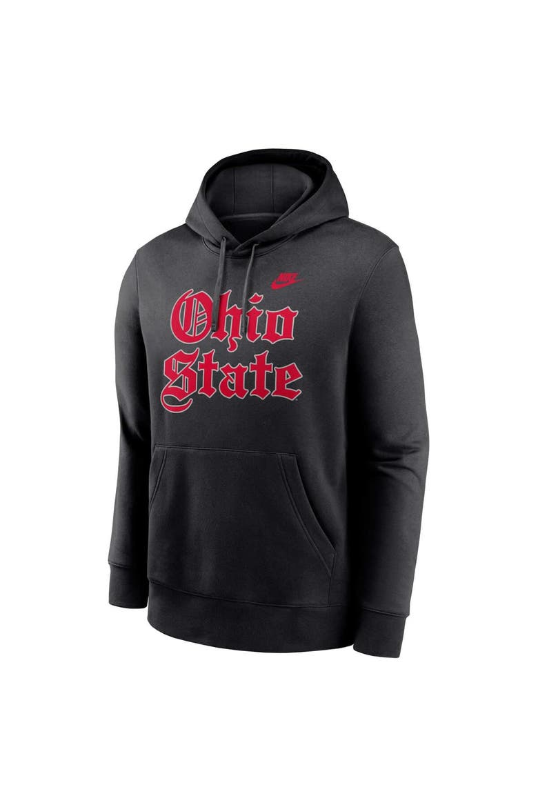 Men's Nike Black Ohio State Buckeyes Old English Fleece Pullover Hoodie, Alternate, color, Black