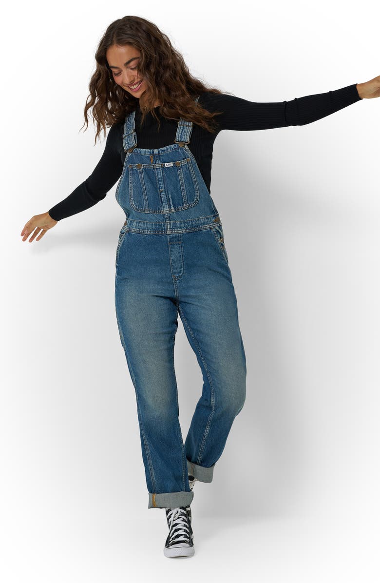Lee Slim Straight Leg Denim Overalls, Alternate, color, Bold Take