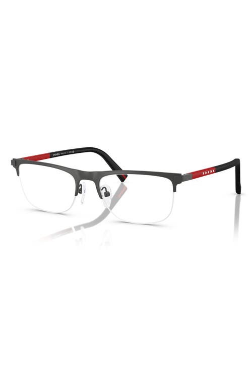 Prada Linea Rossa 53mm Semi Rimless Pillow Optical Glasses In Light Grey Gradient