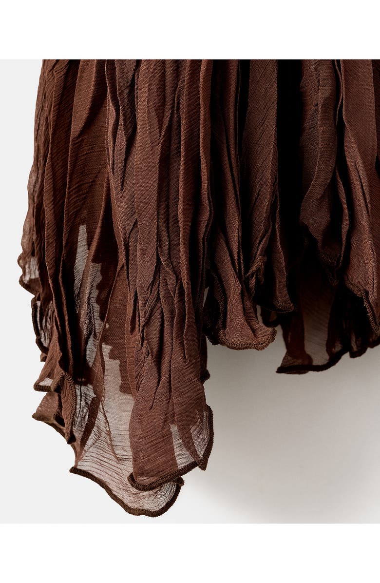 MANGO Ruffled Chiffon Maxi Skirt, Alternate, color, Brown
