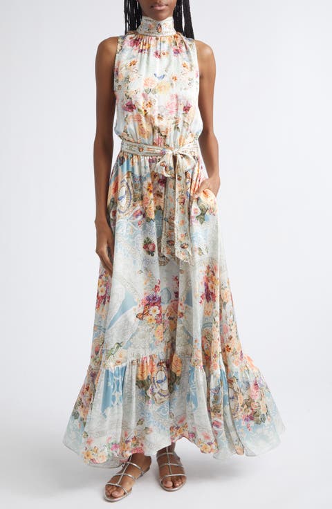 Floral Silk Maxi Dress