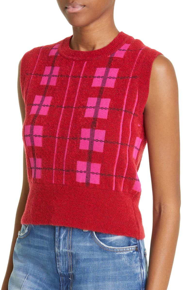 Molly Goddard Women's Check Wool & Cotton Blend Sweater Vest, Alternate, color, 