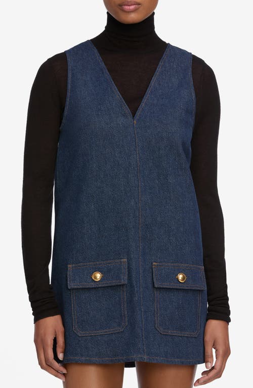 Frame The Pinafore Paneled Denim Mini Dress In Blue