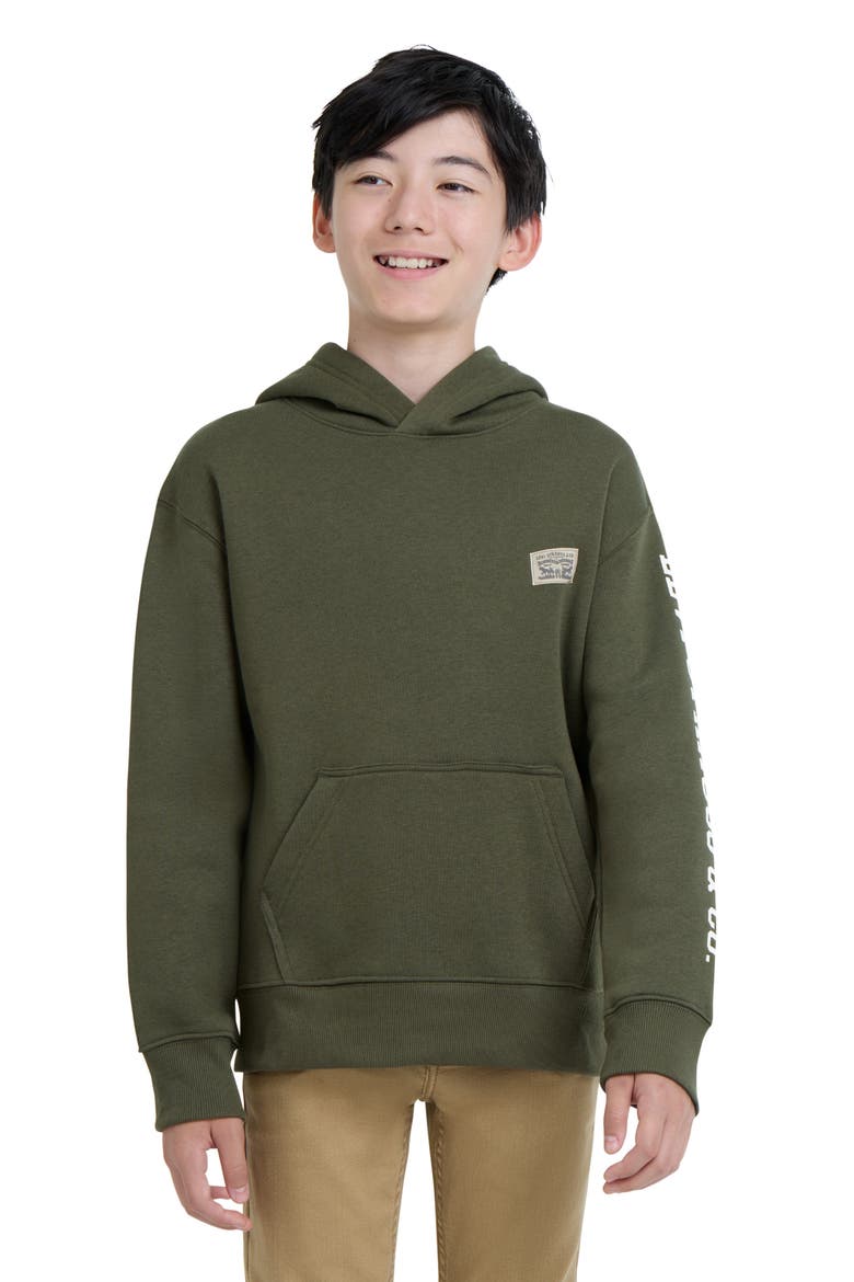 Kids' Graphic Hoodie, Alternate, color, OLIVE NIGHT