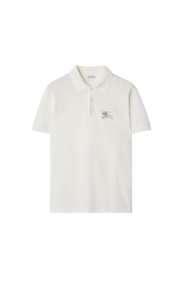 Burberry Metallic EKD Cotton Polo Shirt, Alternate, color, Chalk White
