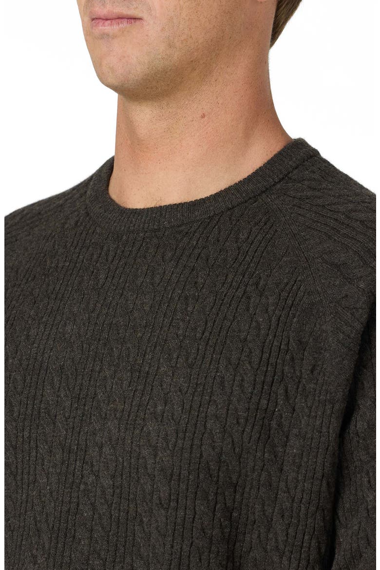 OG Cabled Crewneck Fisherman Sweater, Alternate, color, EARTH HEATHER