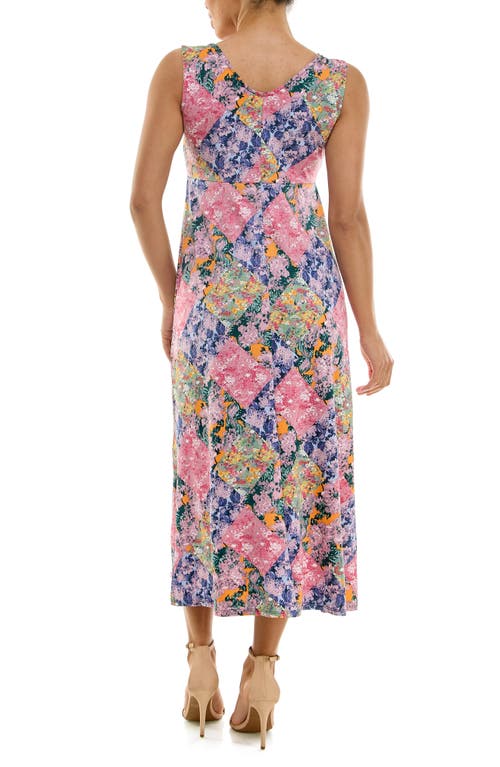 Nina Leonard Tie Front Sleeveless Midi Dress In Multi