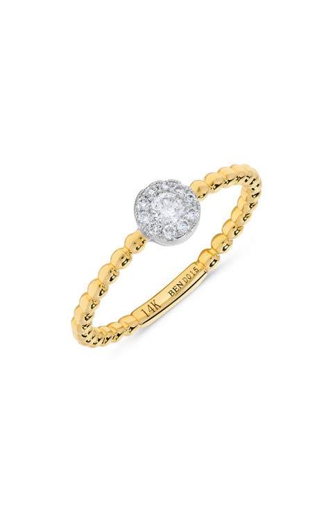 Pavé Halo Diamond Beaded Ring - 0.15ct.