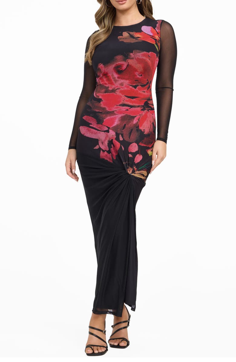 GUESS Alyssa Floral Print Long Sleeve Maxi Dress, Alternate, color, Vocal Rose Print