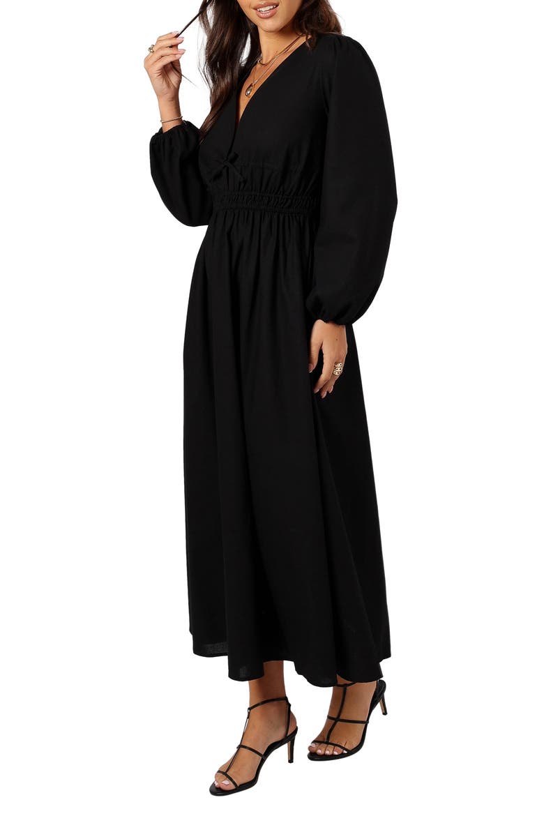 Cece Long Sleeve Maxi Dress, Alternate, color, BLACK