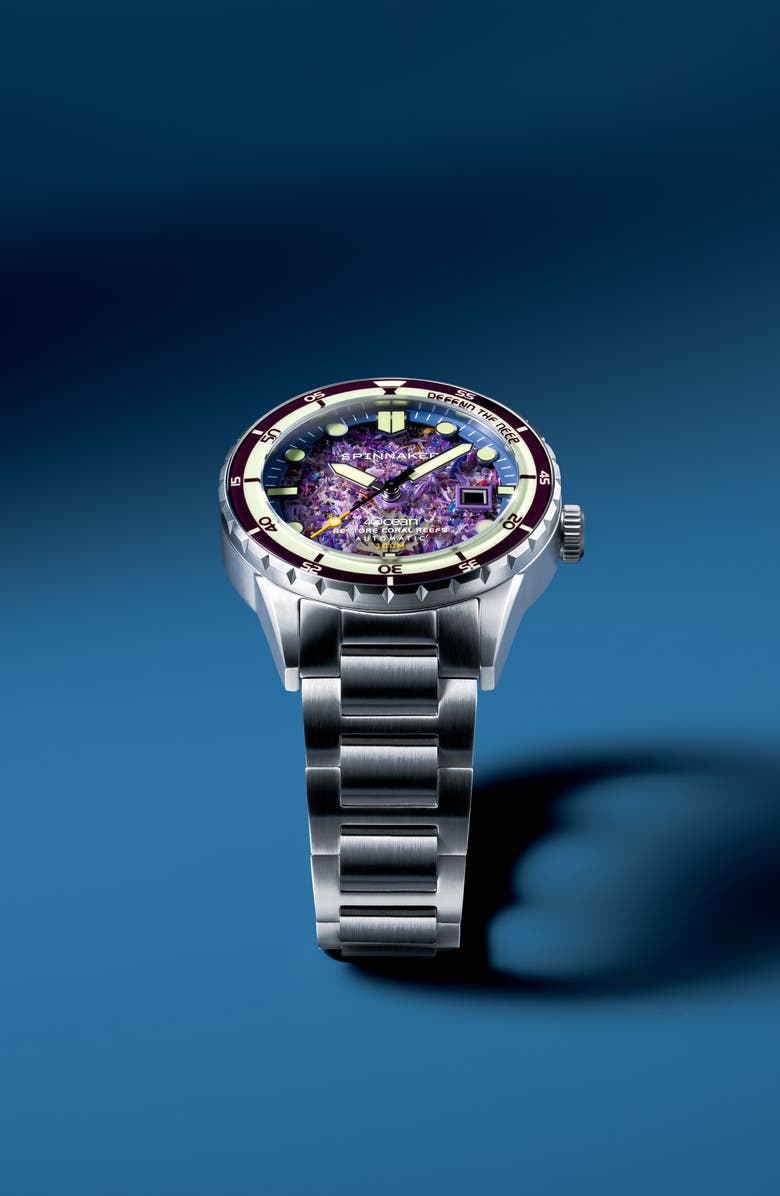 SPINNAKER x 4ocean Hass Coral Reef Limited Edition Automatic Bracelet Watch, 43mm, Alternate, color, 