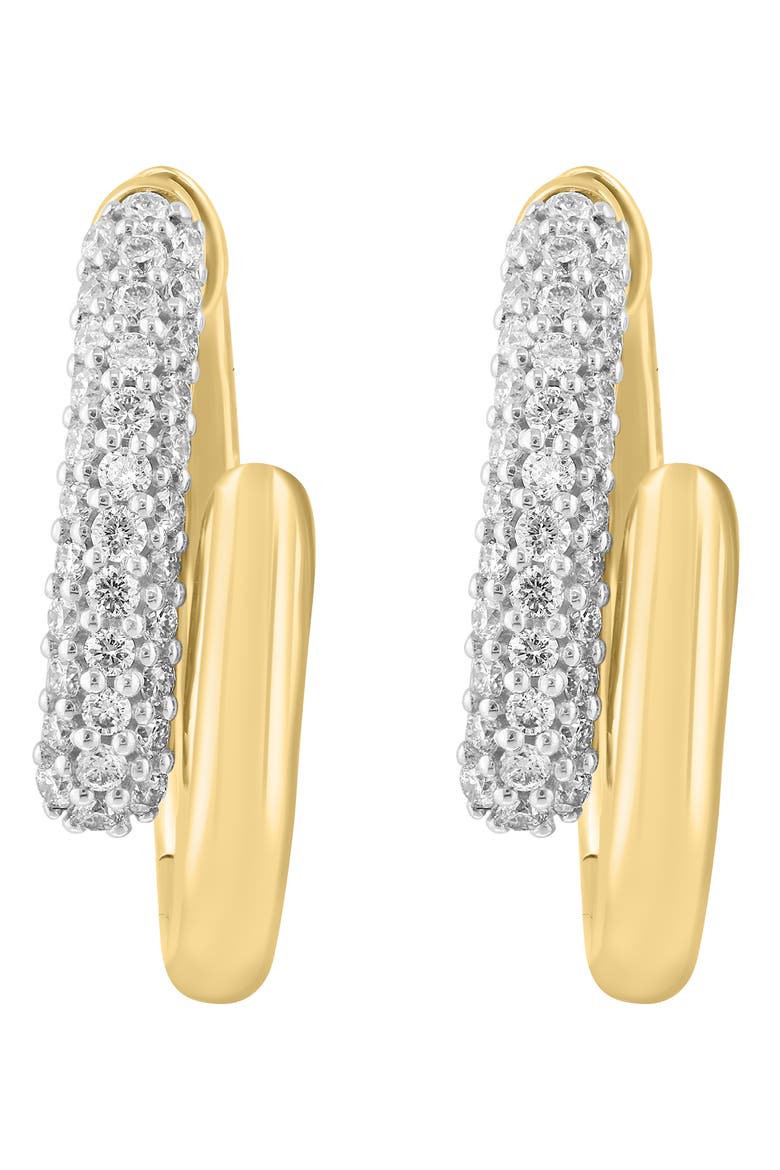 14K Gold Plated Sterling Silver Lab Grown Diamond Huggie Hoop Earrings, Alternate, color, GOLD