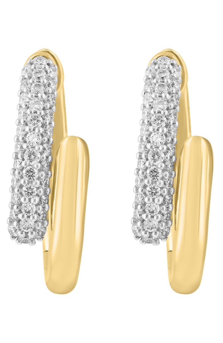 EFFY 14K Gold Plated Sterling Silver Lab Grown Diamond Huggie Hoop Earrings, Alternate, color, Gold