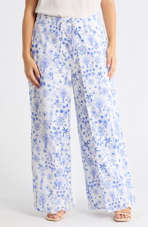 Azul Tropics Nature High Waist Wrap Pants (Plus)