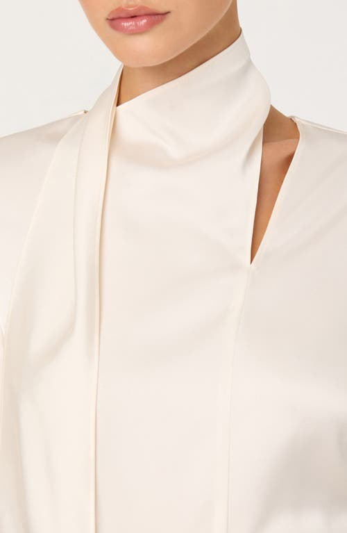 Astr The Label Felista Scarf Neck Long Sleeve Shirt In White