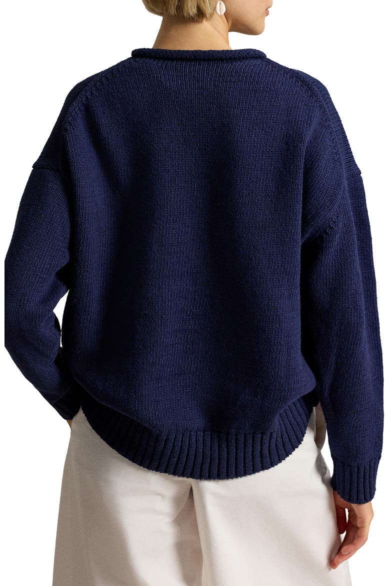 Polo Bear Intarsia Cotton & Linen Sweater, Alternate, color, NAVY