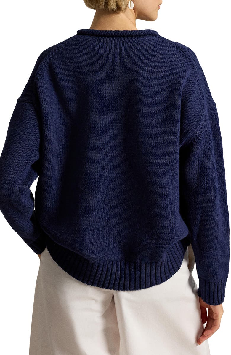 Polo Ralph Lauren Polo Bear Intarsia Cotton & Linen Sweater, Alternate, color, Navy