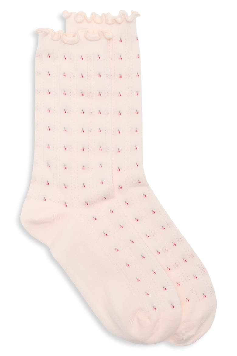 Margot Pointelle Crew Socks, Alternate, color, PINK