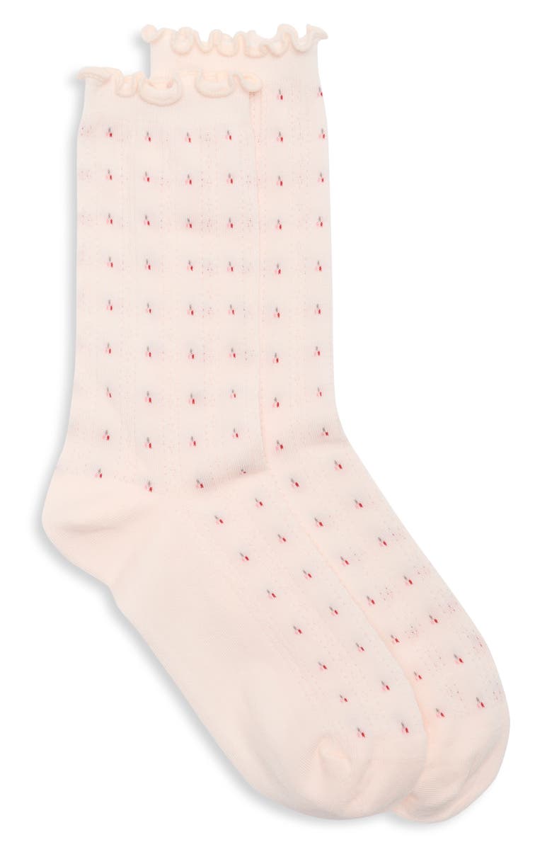 Casa Clara Margot Pointelle Crew Socks, Alternate, color, Pink