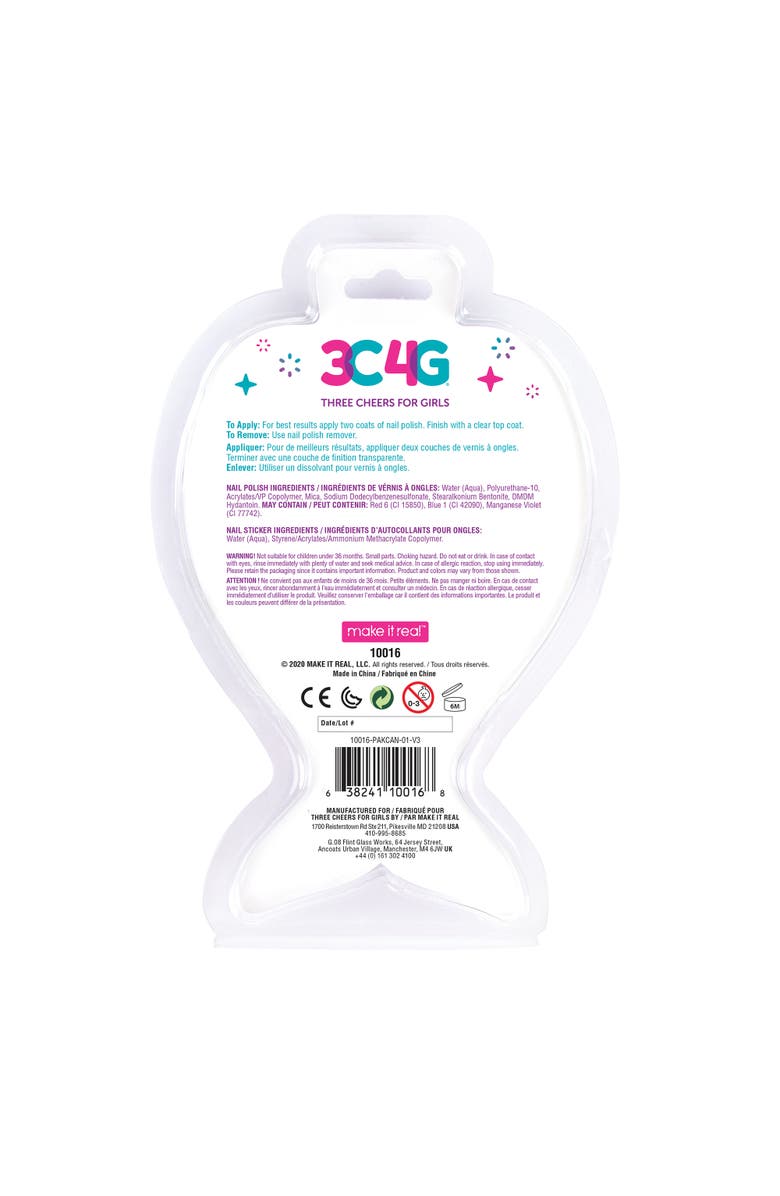 Three Cheers For Girls 3C4G Mermaid Shimmer Trio Nail Polish Set 3 Bottles W/ Nail Stickers, Alternate, color, Multicolored