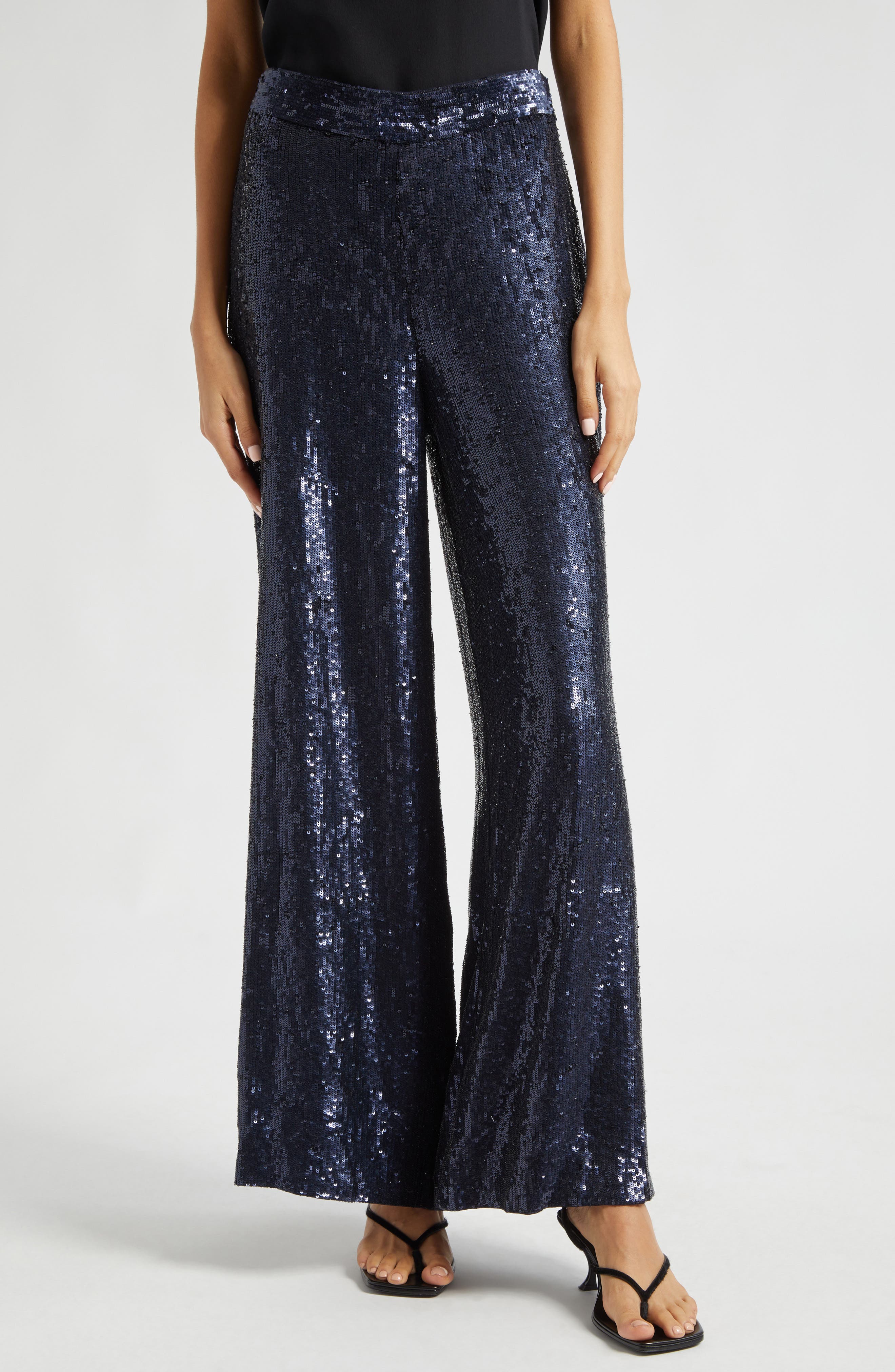 TWP Adieu Sequin Wide Leg Silk Pants