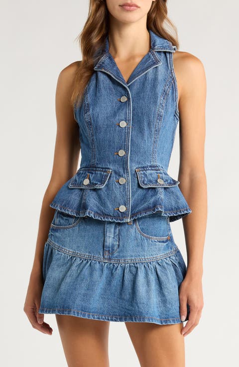 Denim Peplum Vest