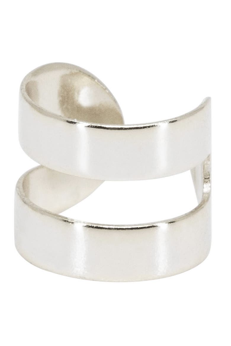 Double Layer Ear Cuff, Alternate, color, SILVER