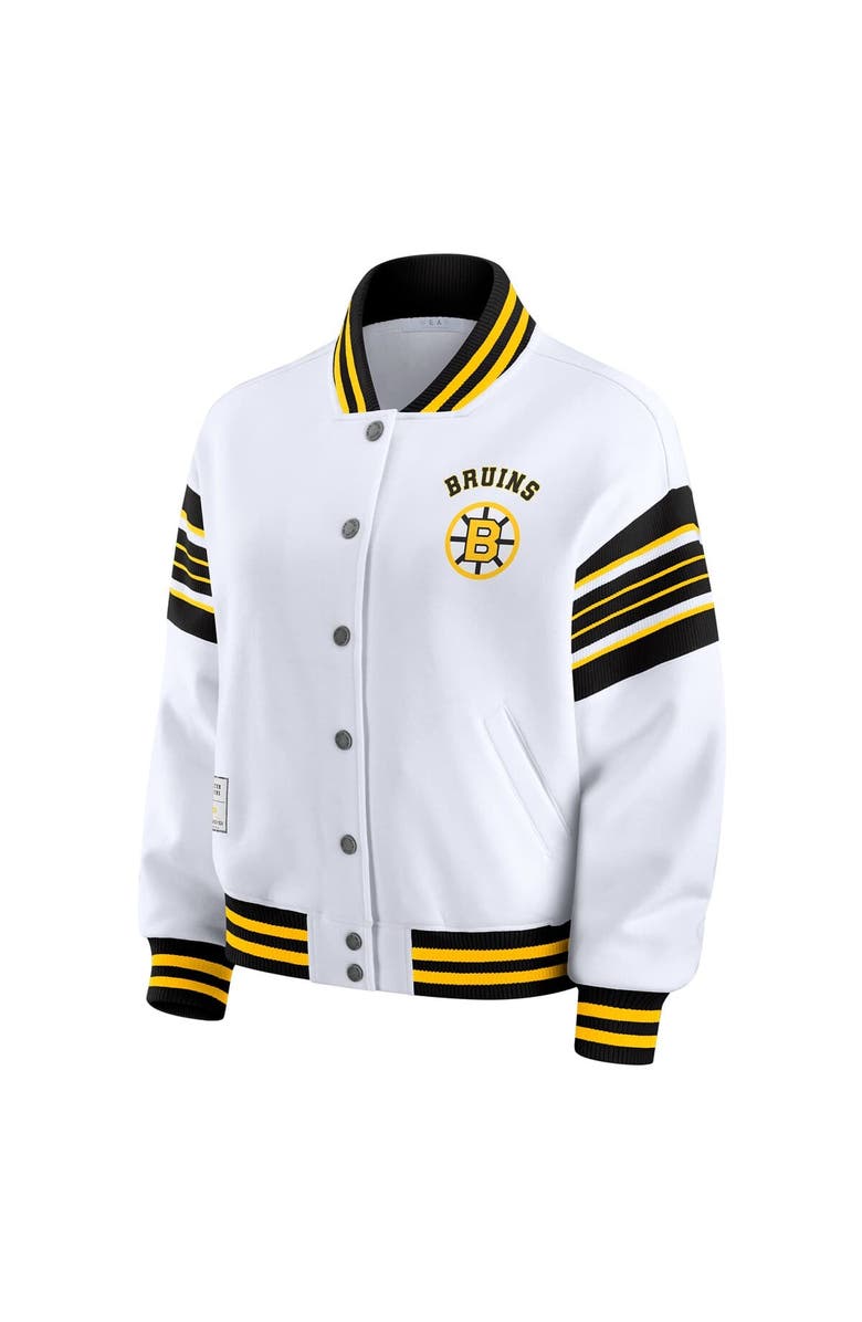 WEAR by Erin Andrews Women's WEAR by Erin Andrews White/Gold Boston Bruins Full-Snap Fleece Sweatshirt Jacket, Alternate, color, Gold