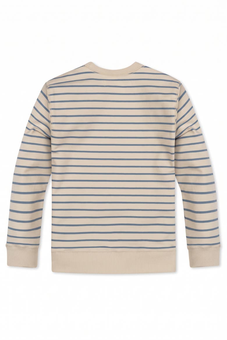 Kids' Organic French Terry Crewneck Sweatshirt, Alternate, color, Natural and Blue Stripe
