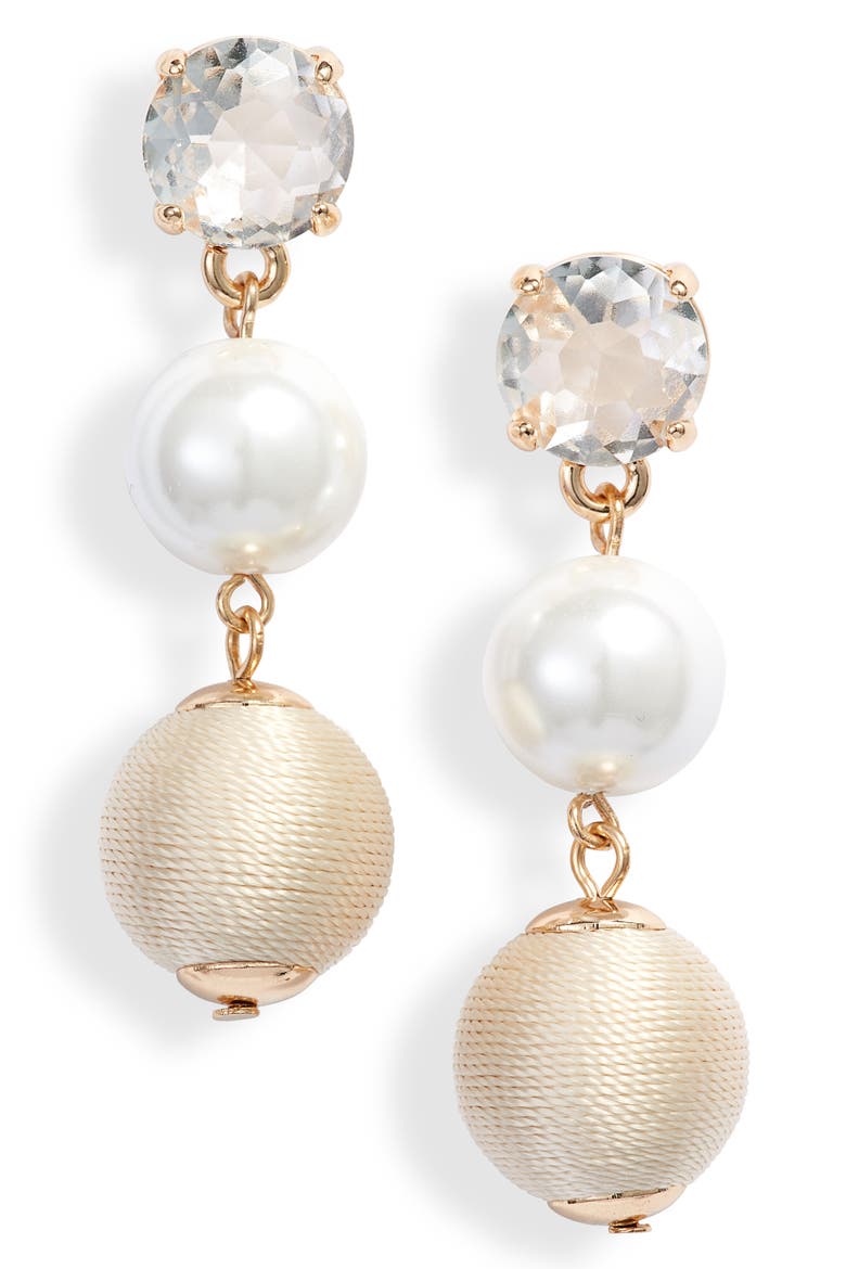 Linear Drop Earrings, Main, color, WHITE- GOLD