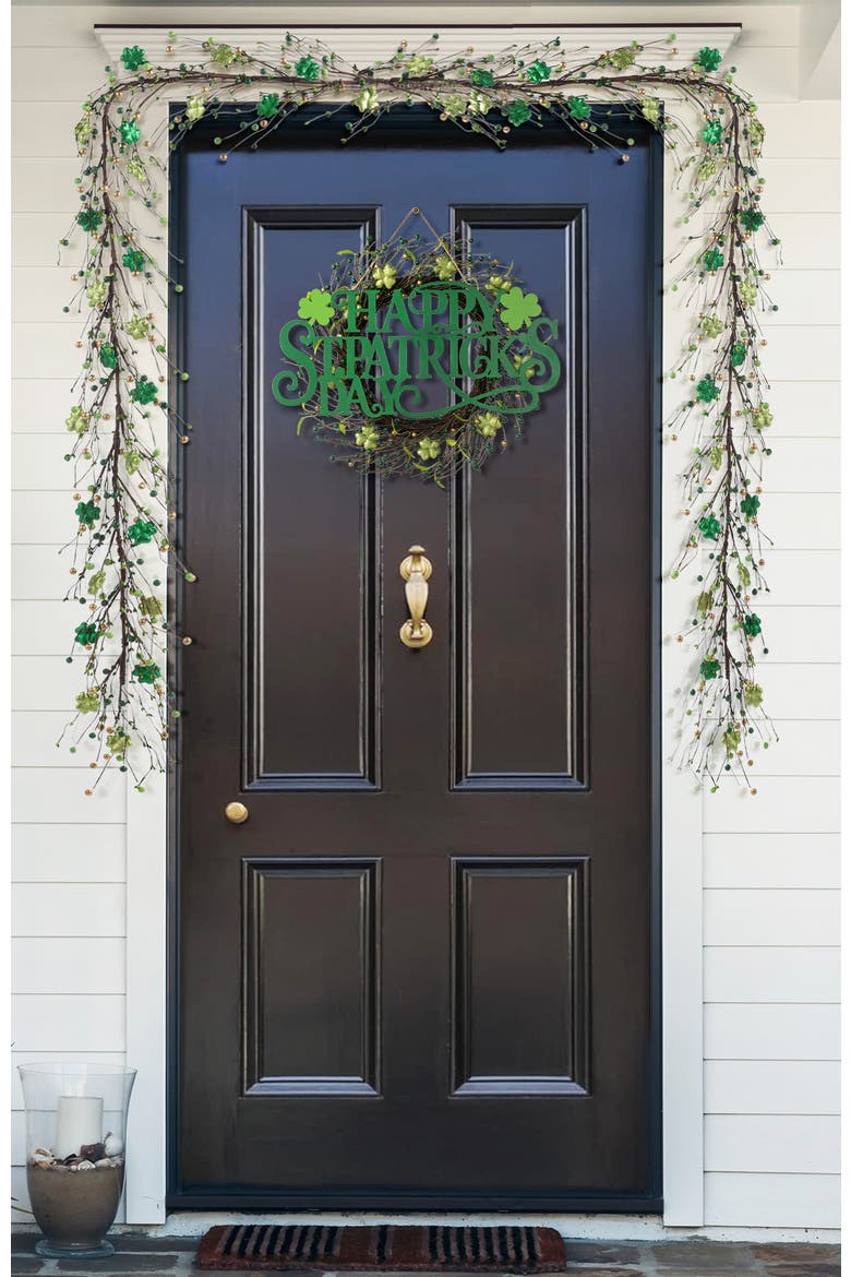 72"L St. Patrick's Shamrock Garland, Alternate, color, Green