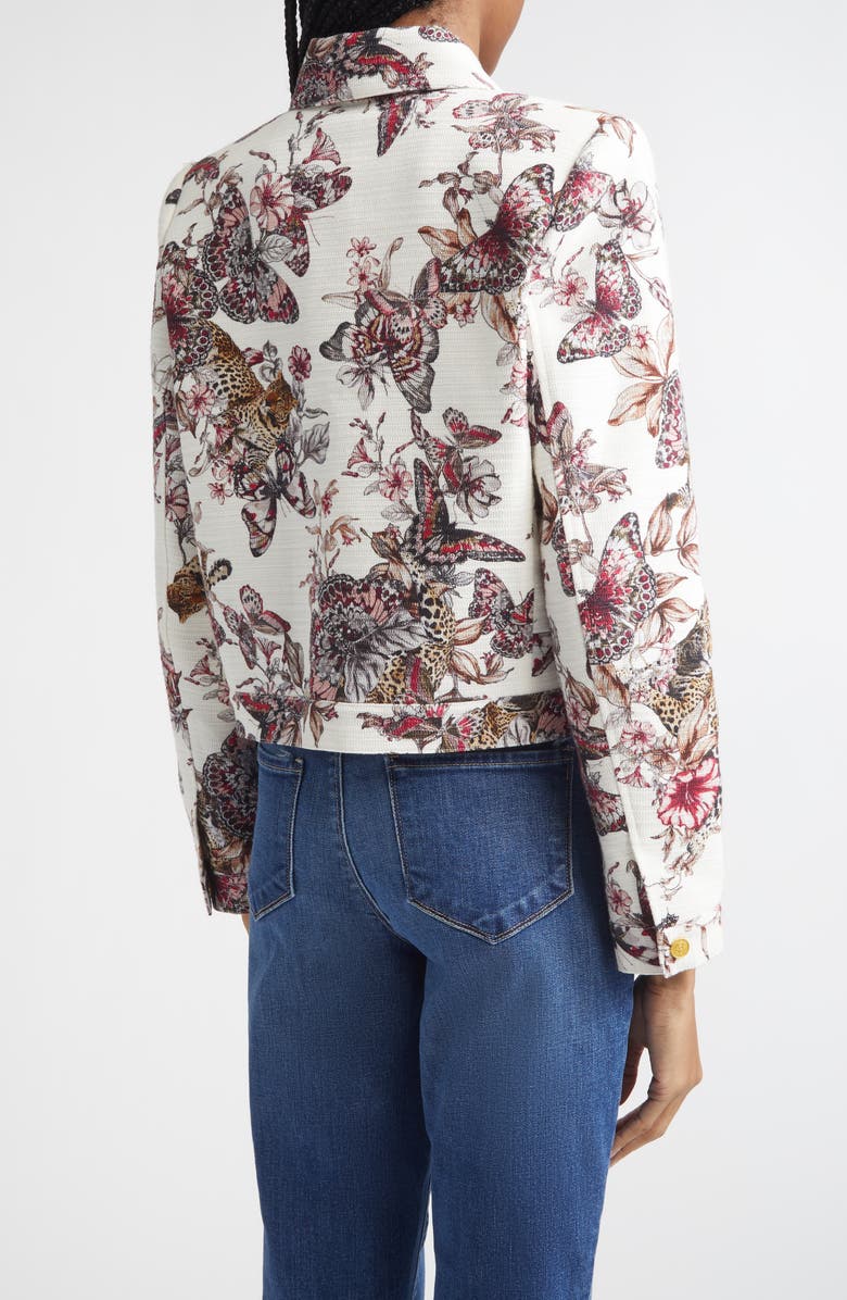 L'AGENCE Nyx Print Crop Jacket, Alternate, color, White Multi Large Butterfly