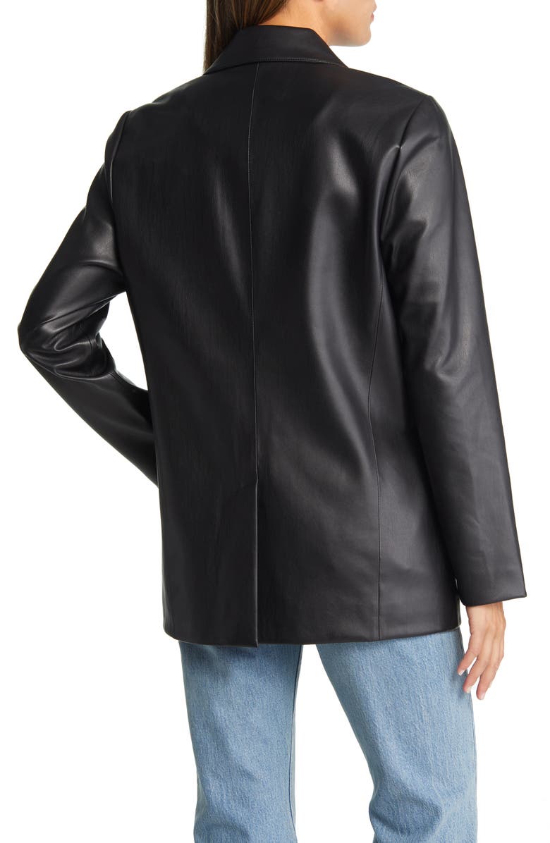 Open Edit Faux Leather Blazer, Alternate, color,