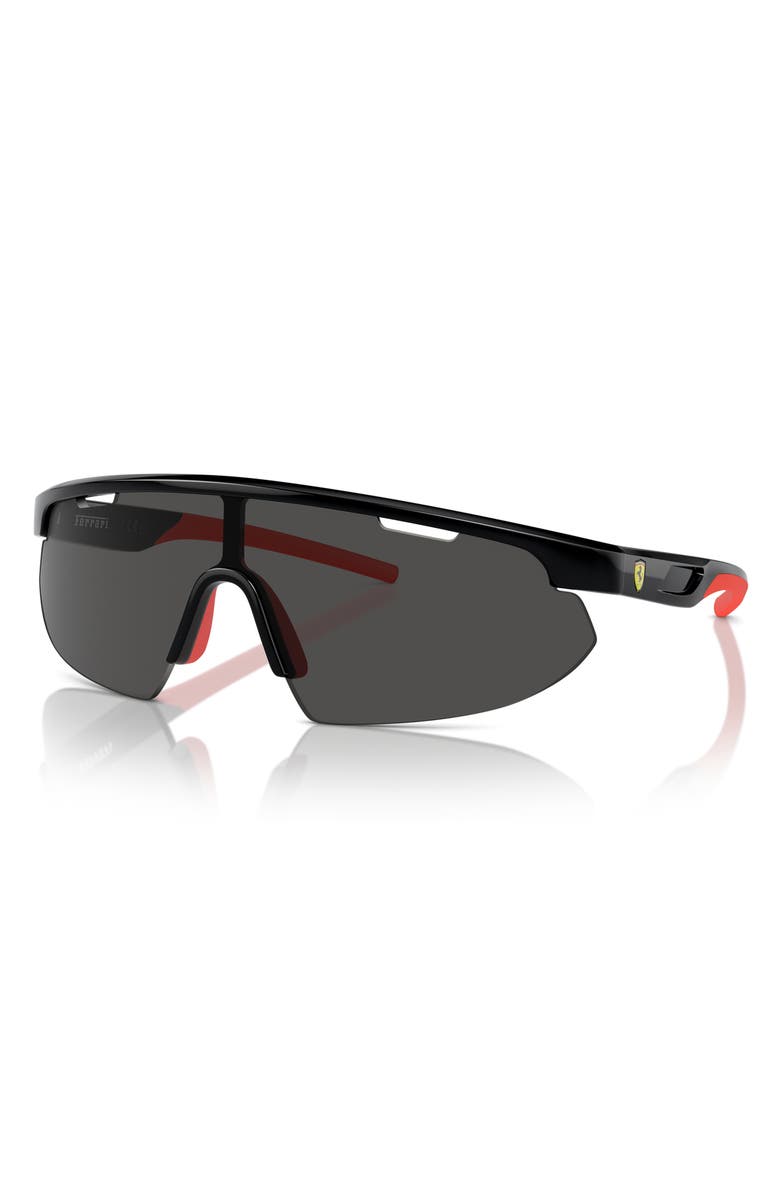 Scuderia Ferrari 141mm Irregular Shield Sunglasses, Alternate, color, Black