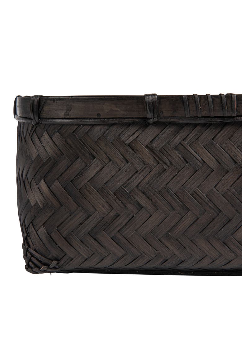 wood & Water Hyacinth Baskets, Black, Set of 2, Alternate, color, Black
