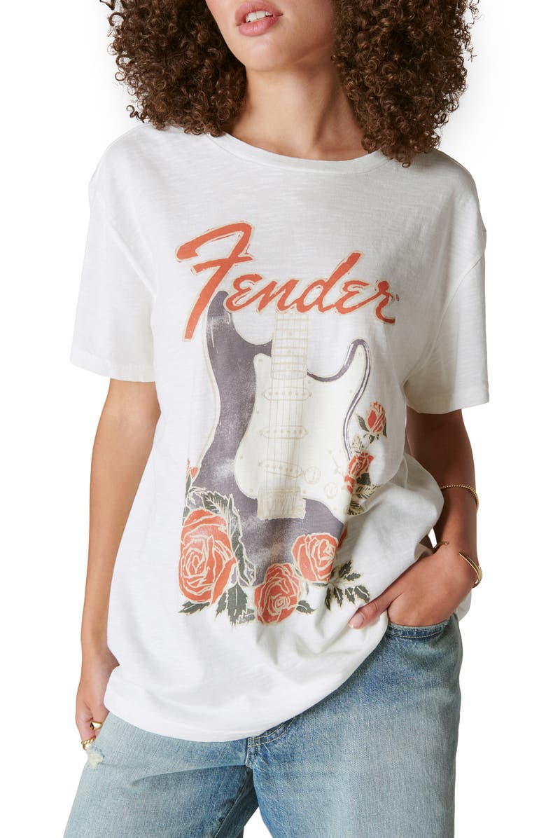 Lucky Brand Fender Guitar Roses Graphic T-Shirt, Main, color, 