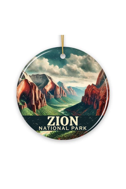Zion Red Rock Canyon Landscape Ceramic Ornament