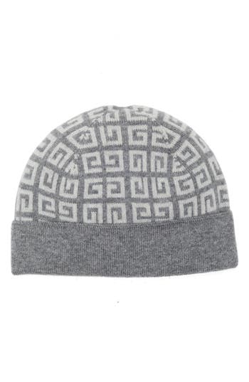 Givenchy Logo Jacquard Wool & Cashmere Beanie In Gray