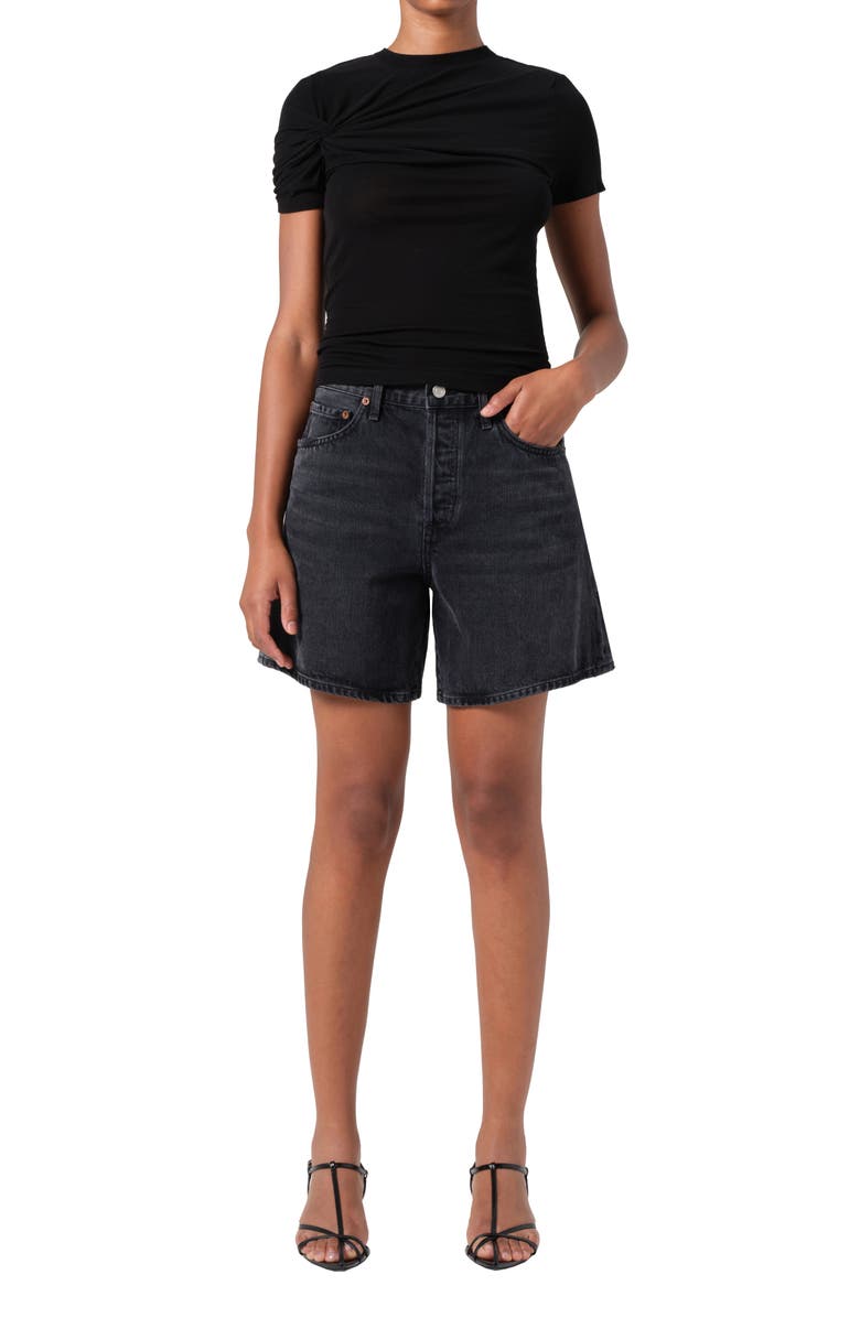 AGOLDE Dame High Waist Mid Length Relaxed Denim Shorts, Alternate, color, Hitch