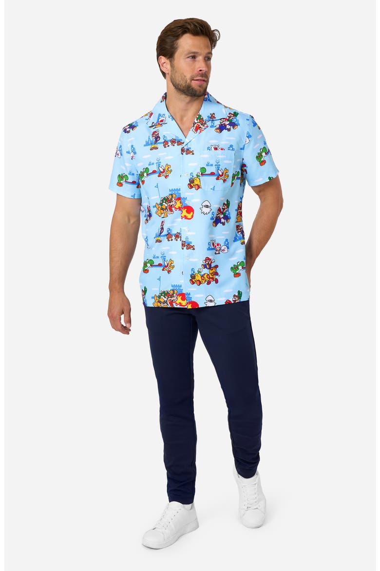 Super Mario™ Camp Shirt, Alternate, color, BLUE