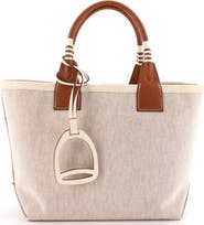 Pre-Owned Hermes Sac Steeple Tote Toile with Leather 25
